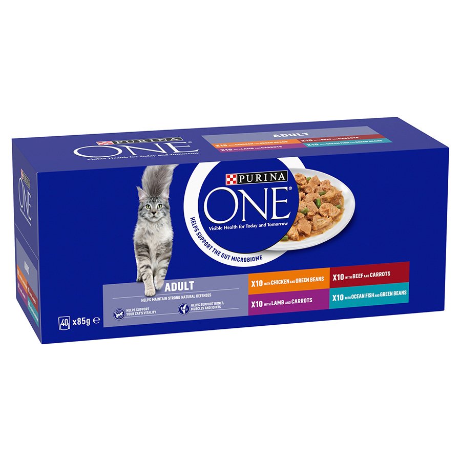 900_7135257.jpg Purina One Adult Wet Cat Food Mini Fillets Mixed Selection in Gravy - Image 1